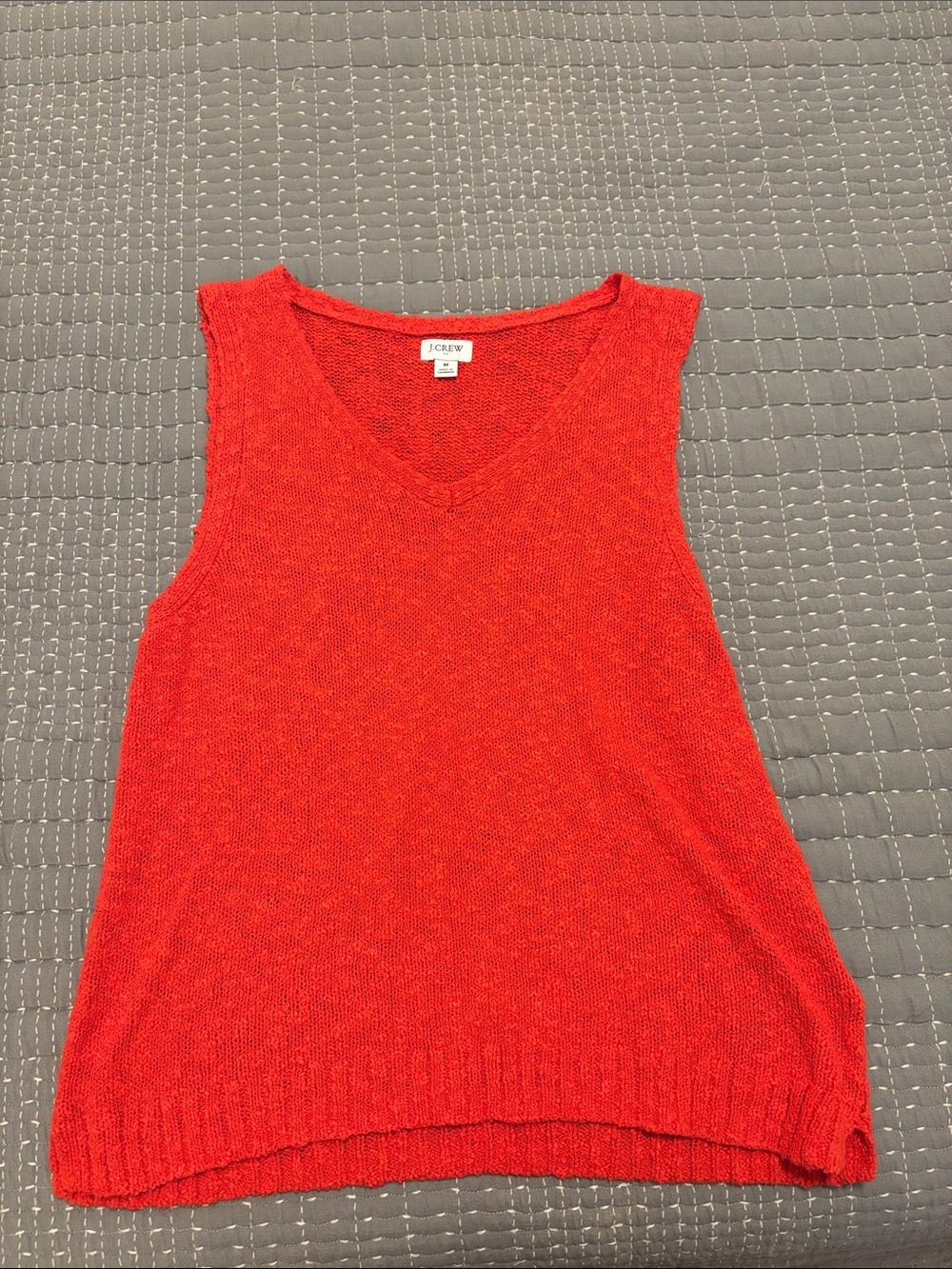 J. Crew Bright Red V-Neck Knit Sleeveless Top